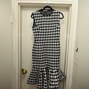 Alaia Black and White Houndstooth Midi Dress